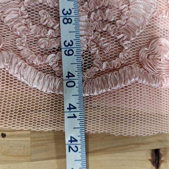 GIANNI Bini Pink Ponte and Mesh Overlay Off the Shoulder Midi Dress L Romantic - Picture 13 of 15